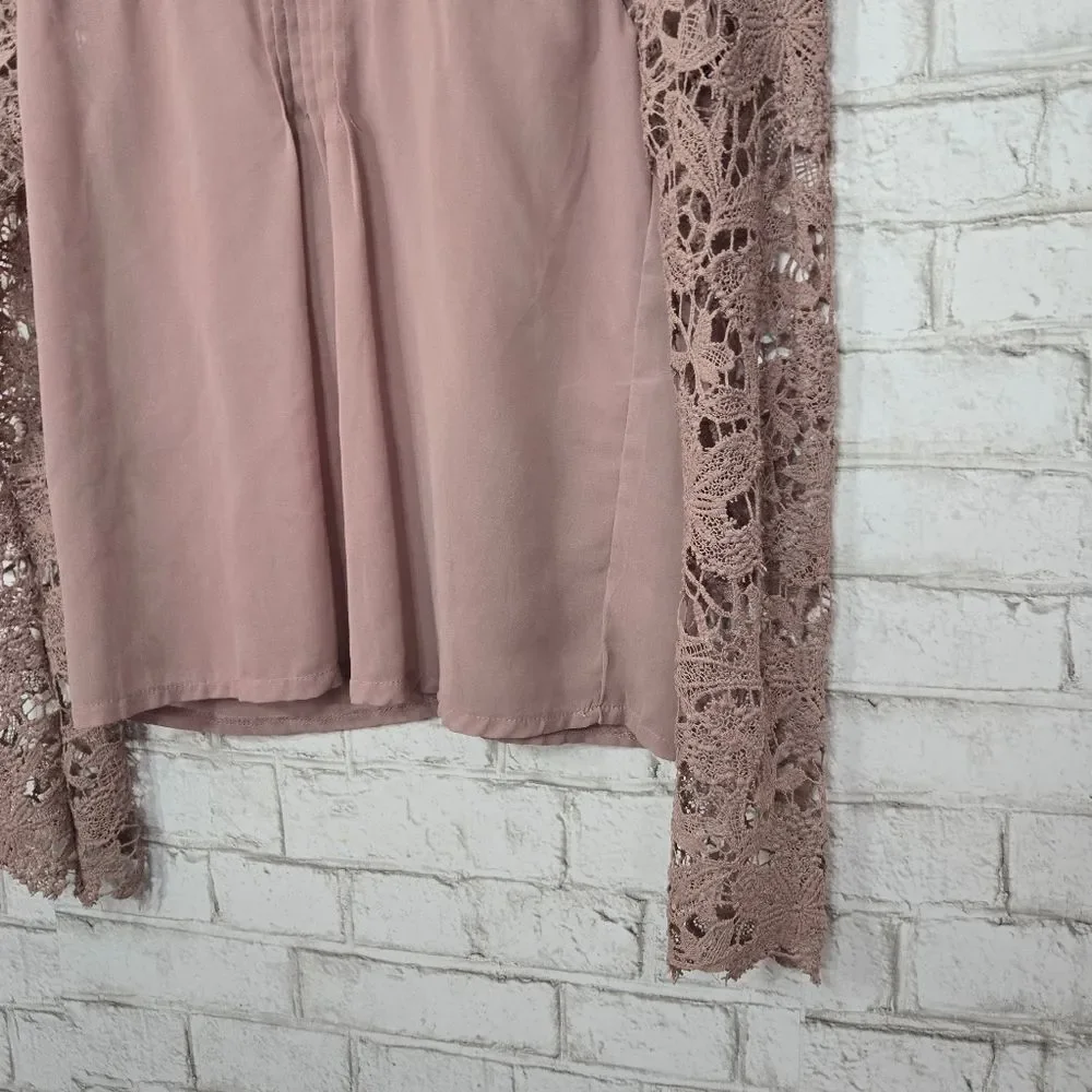 Cute lace top light brown blouse